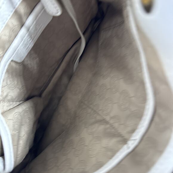 Michael Kors 30H01TCM2L Medium Jet Set White Leather Tote Purse - Picture 4 of 10